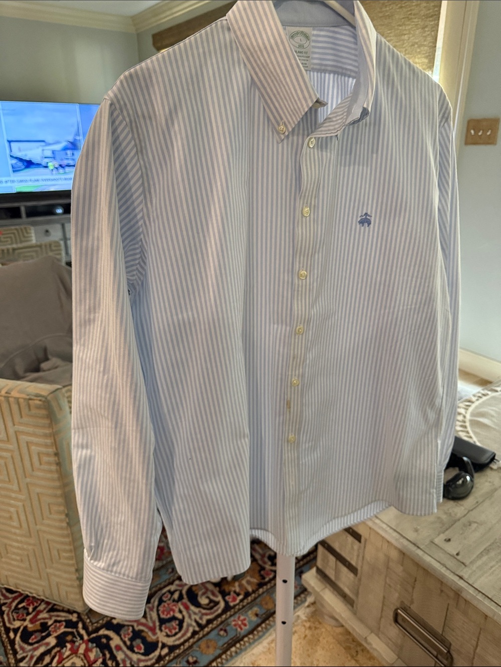 Brooks Brothers Light Blue and White Striped Dress Shirt